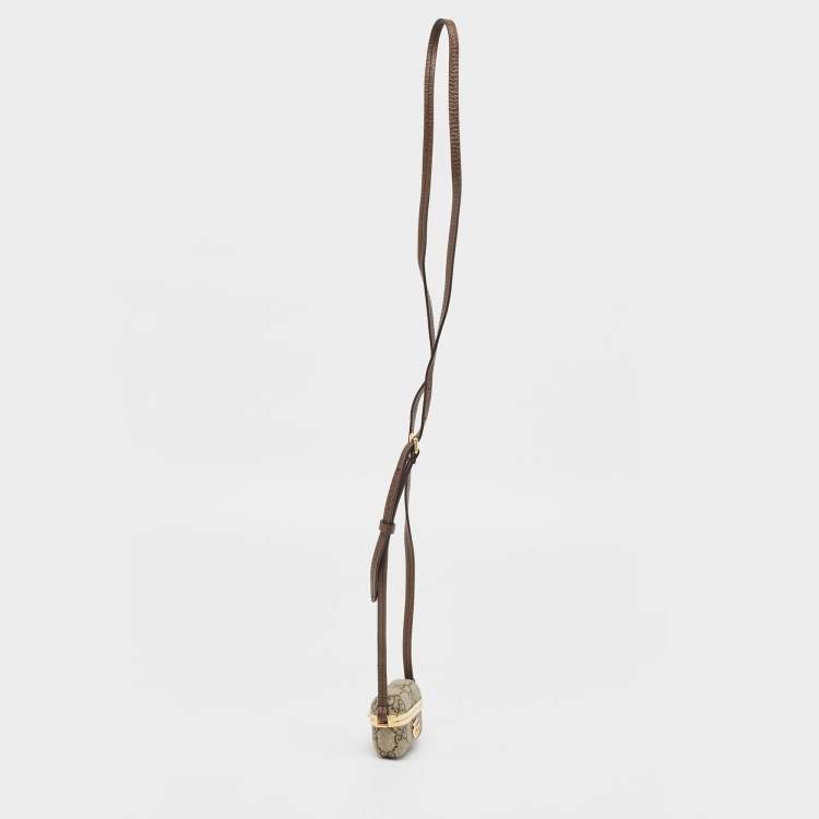 Pre Owned Gucci Beige/Brown GG Supreme Canvas GG Marmont Airpods Case with Strap