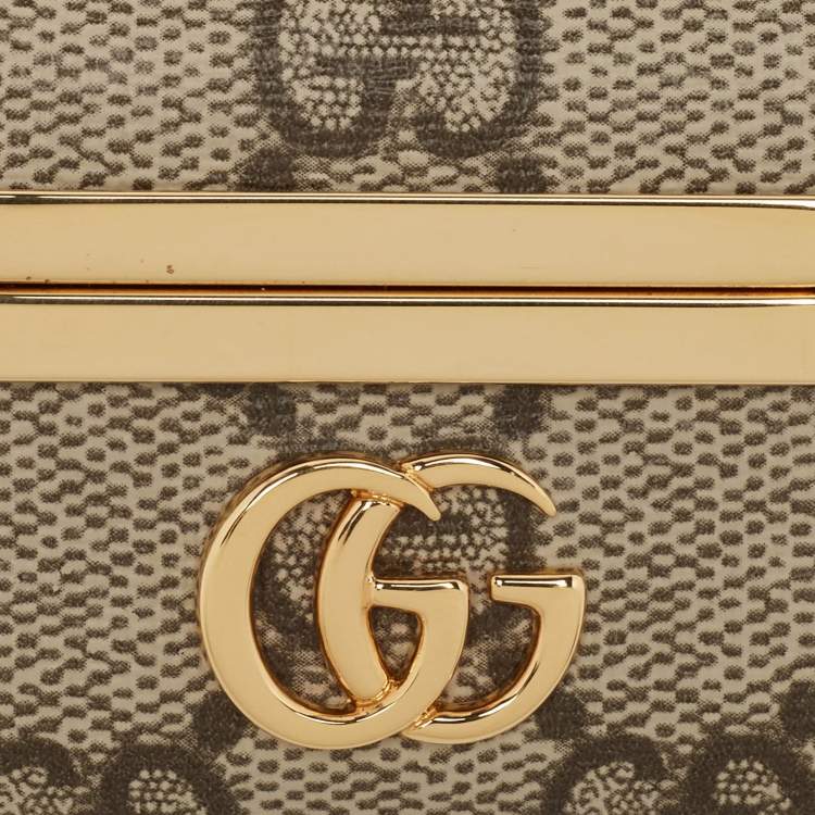 Pre Owned Gucci Beige/Brown GG Supreme Canvas GG Marmont Airpods Case with Strap