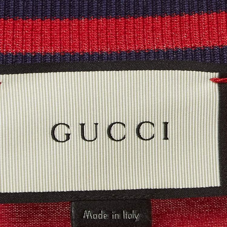 Pre Owned Gucci Red Lace & Knit Contrast Trimmed Sweatshirt XL