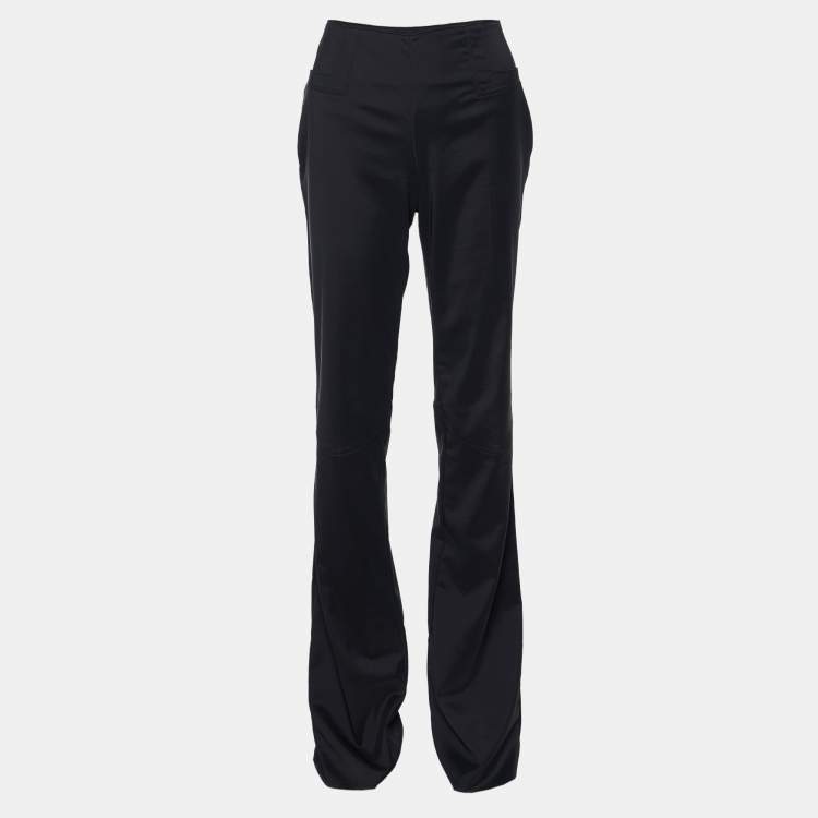 Pre Owned Gucci Dark Grey Crepe Boot Cut Pants M