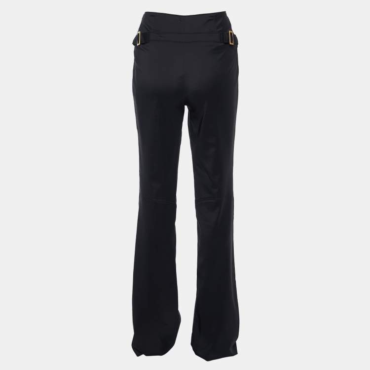Pre Owned Gucci Dark Grey Crepe Boot Cut Pants M