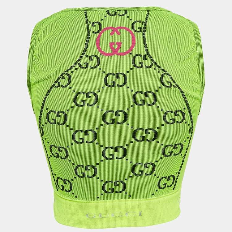 Pre Owned Gucci GG Stretch Rib Knit Crop Tank Top S