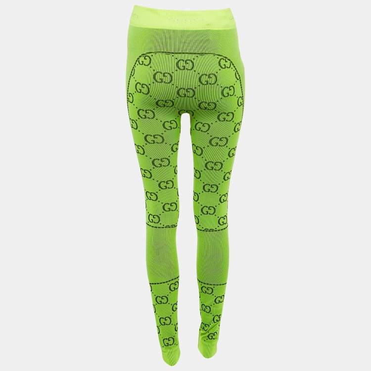 Pre Owned Gucci GG Stretch Rib Knit Jacquard Leggings S
