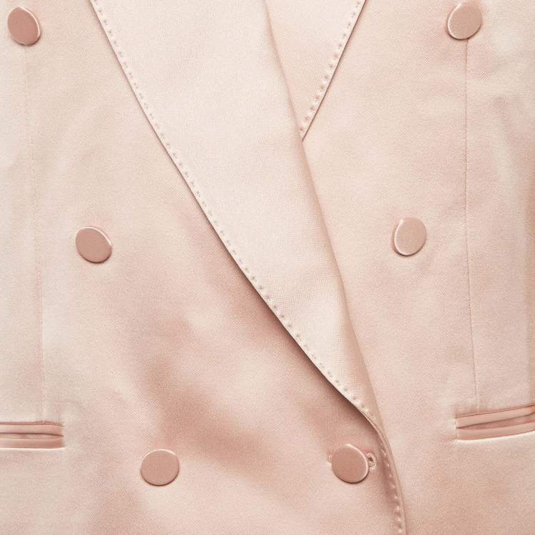 مملوكة مسبقًا Gucci Pink Satin Silk Double-Breasted Blazer L