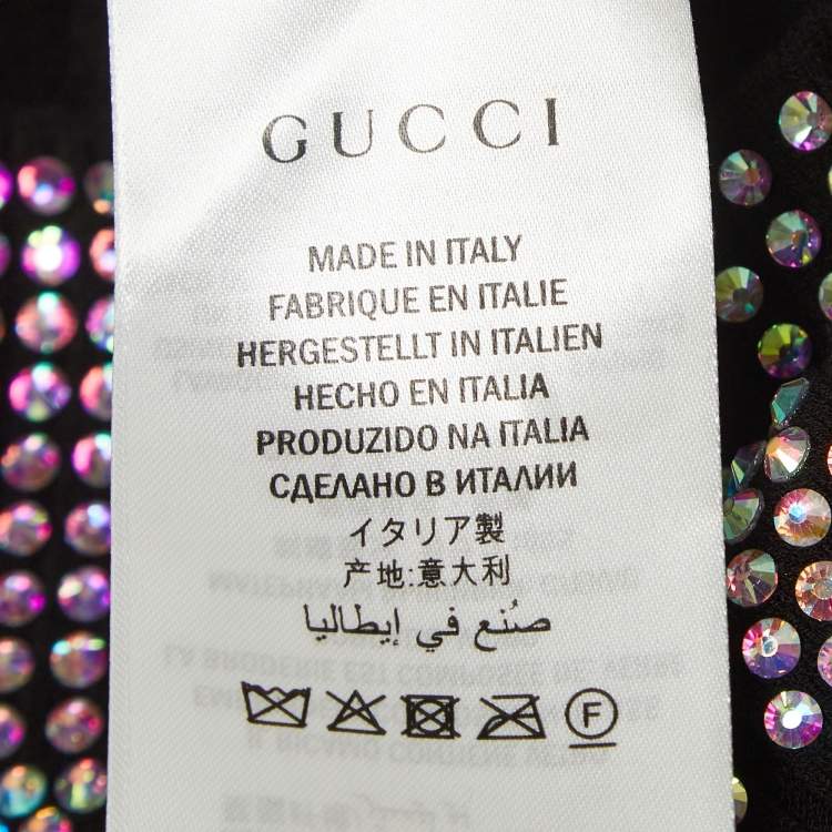 Pre Owned Gucci Black Stretch Knit Rhinestones Detail Sweater M