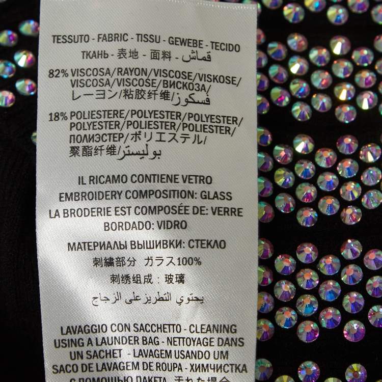 Pre Owned Gucci Black Stretch Knit Rhinestones Detail Sweater M