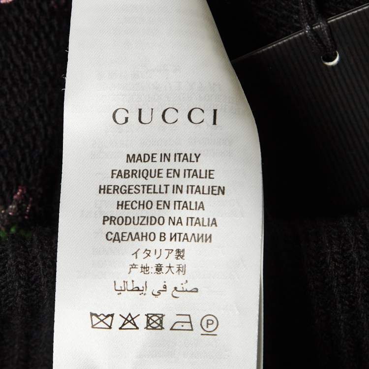 Pre Owned Gucci Black GG Sequin Rib Knit Sweatpants XS