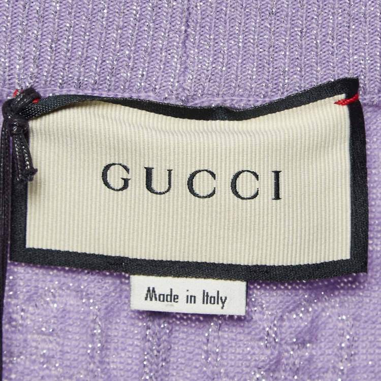 Pre Owned Gucci Light Purple GG Monogram Lurex Knit Sweatpants M