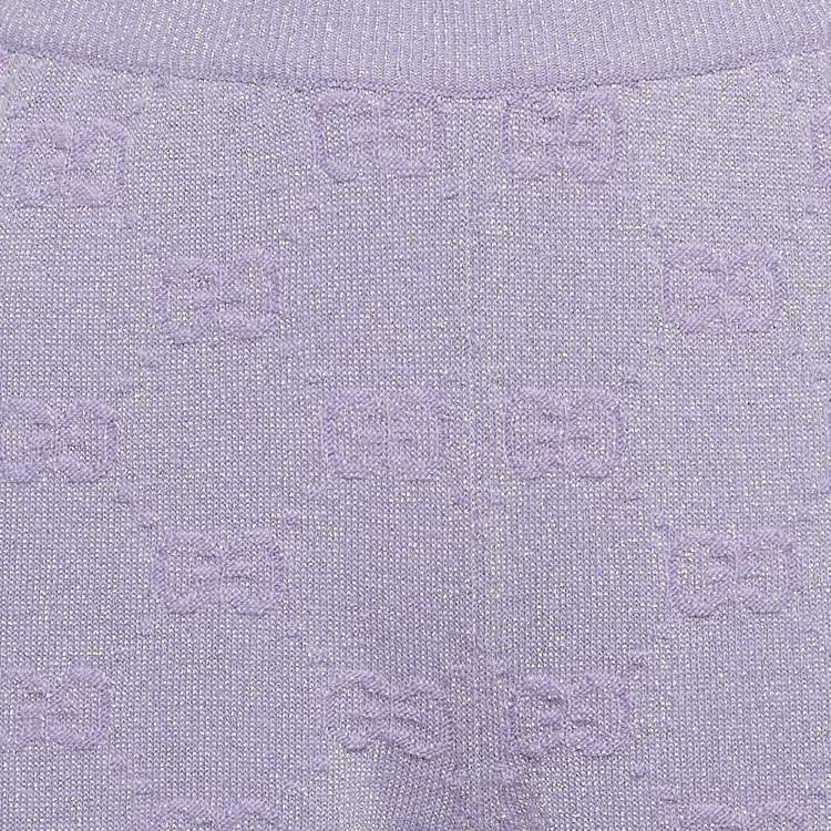 Pre Owned Gucci Light Purple GG Monogram Lurex Knit Sweatpants M