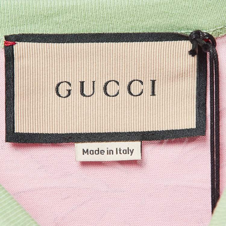 Pre Owned Gucci Sugar Pink Printed Cotton Knit T-Shirt XXS