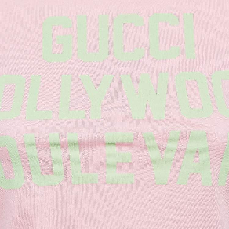 Pre Owned Gucci Sugar Pink Printed Cotton Knit T-Shirt XXS