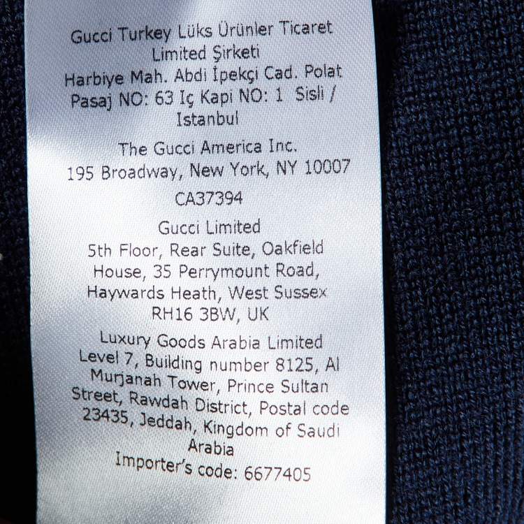 Pre Owned Gucci Navy Blue Wool Knit Horsebit Detail Mini Dress S