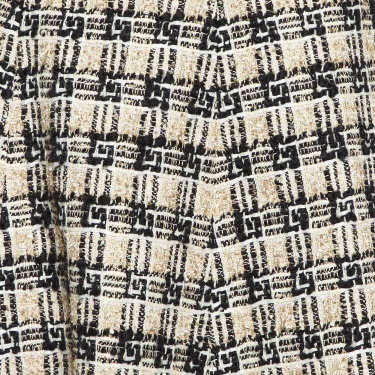 Pre Owned Gucci Beige/Black G Check Tweed Midi Skirt M