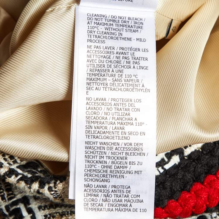 Pre Owned Gucci Beige/Black G Check Tweed Jacket M