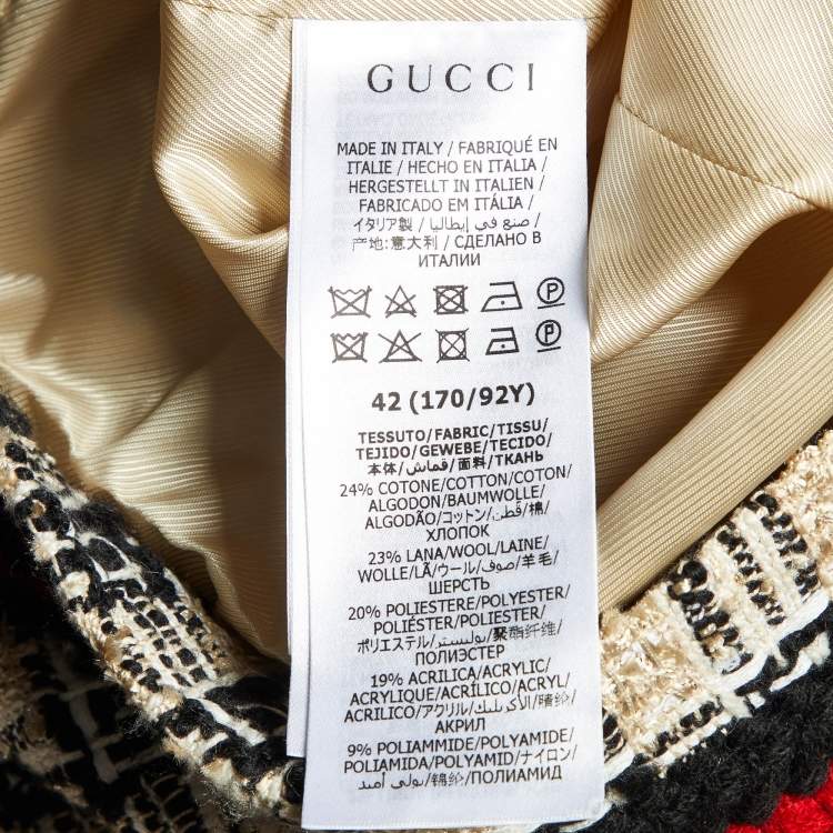 Pre Owned Gucci Beige/Black G Check Tweed Jacket M