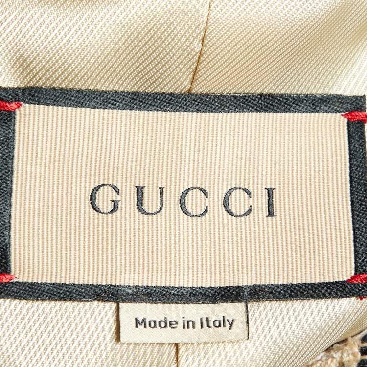 Pre Owned Gucci Beige/Black G Check Tweed Jacket M
