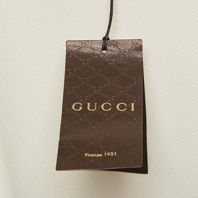 Pre Owned Gucci Off-White Gabardine Waist Detail Pleated Short Dress S