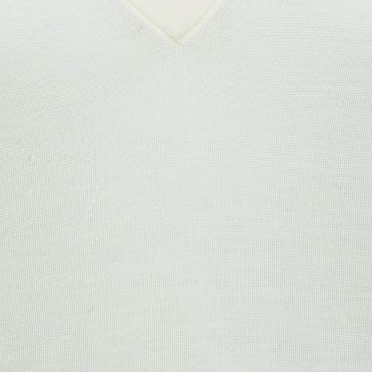 Pre Owned Gucci Cream Horsebit Intarsia Wool Rib Jumper XS