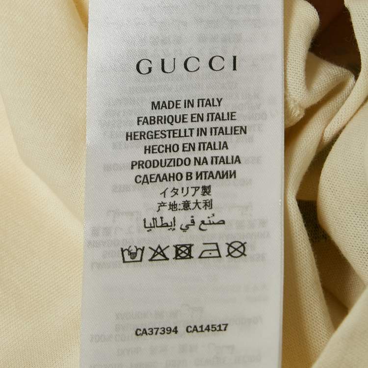Pre Owned Gucci Cream Tiger Print and Sequined Cotton Oversize T-Shirt S