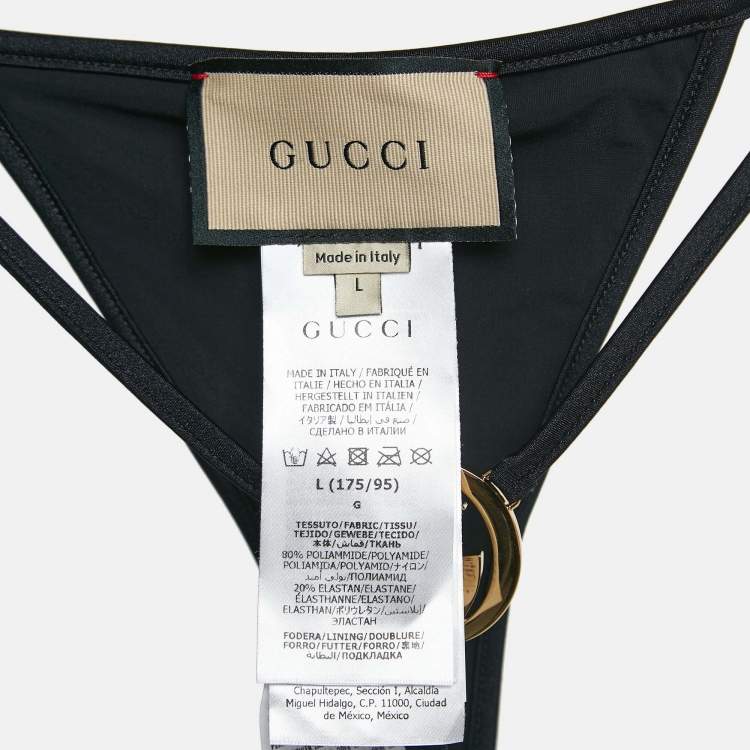 Pre Owned Gucci Black Jersey Interlocking G Bikini L