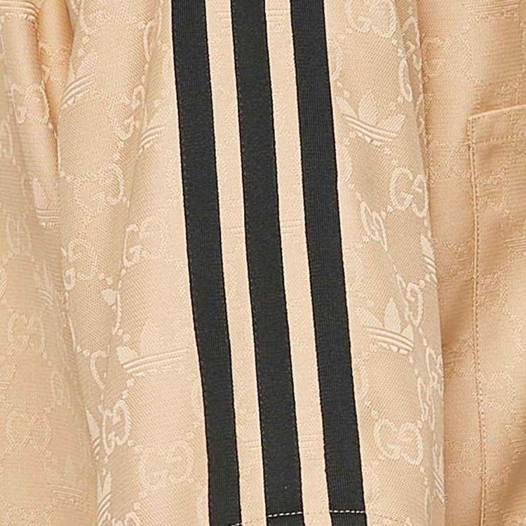 Pre Owned Gucci x Adidas Brown GG and Trefoil Jacquard Button-Up Shirt M