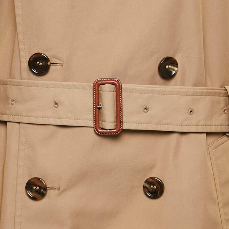 Pre Owned Gucci Brown Gabardine Cotton Blend Double Breasted Trench Coat L