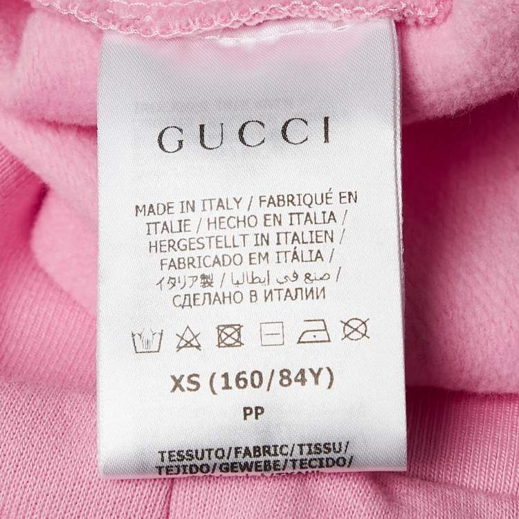 Pre Owned Gucci Pink Embroidered Cotton Sweatshirt Hoodie XS