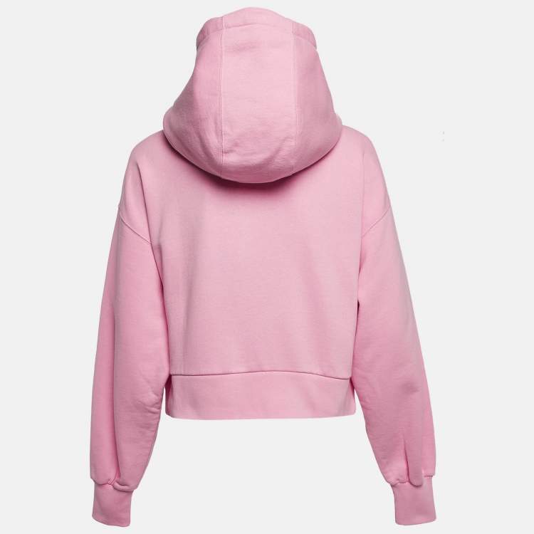 Pre Owned Gucci Pink Embroidered Cotton Sweatshirt Hoodie XS