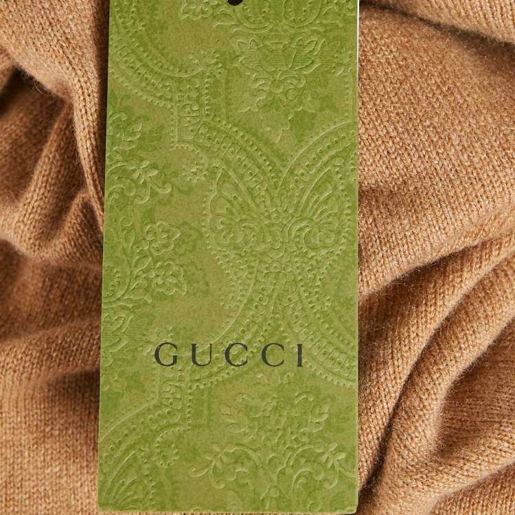 Pre Owned Gucci Brown Cashmere Rib Knit Full Sleeve Pullover XS