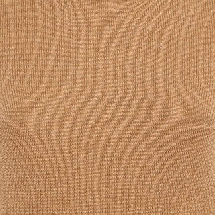 Pre Owned Gucci Brown Cashmere Rib Knit Full Sleeve Pullover XS