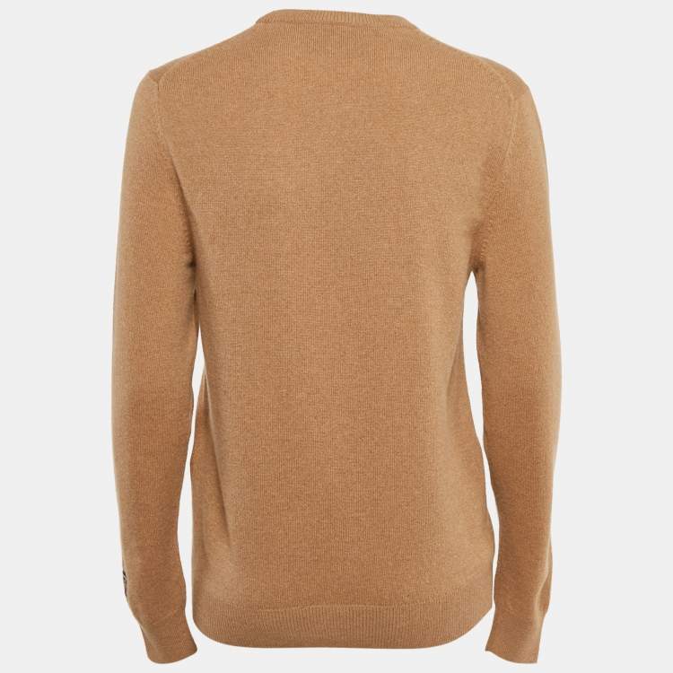 Pre Owned Gucci Brown Cashmere Rib Knit Full Sleeve Pullover XS