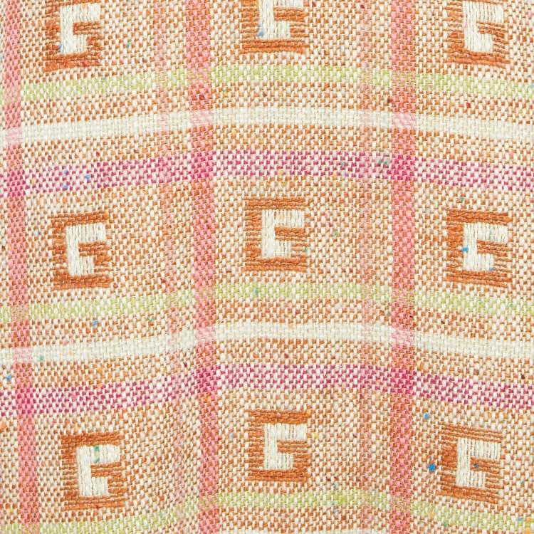 Pre Owned Gucci Multicolor Logo Jacquard Midi Skirt M