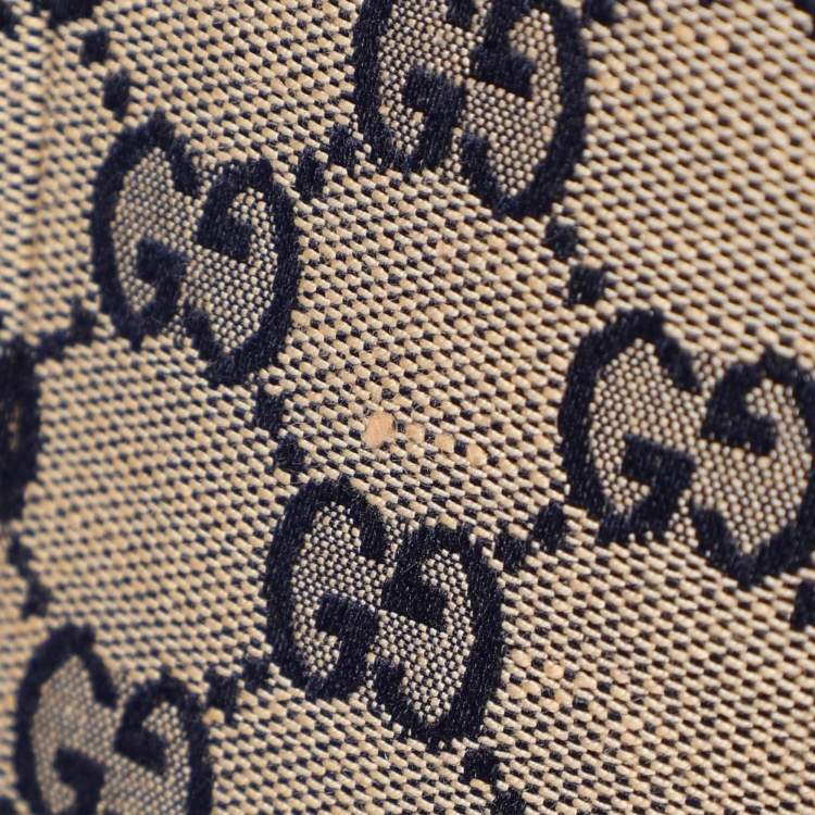 Pre Owned Gucci Beige/Blue GG Linen Blend Blazer M