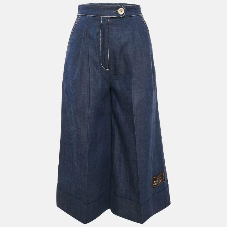 مملوكة مسبقًا Gucci Blue Denim Culottes Pants XS Waist 25"