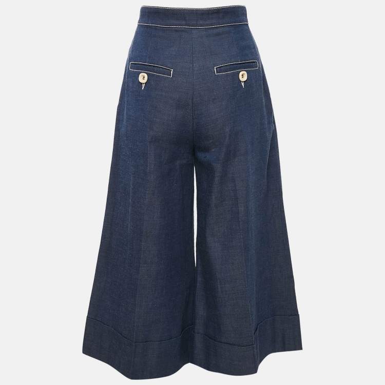 مملوكة مسبقًا Gucci Blue Denim Culottes Pants XS Waist 25"