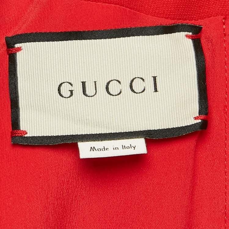 Pre Owned Gucci Red Silk and Wool Detachable Collar Ruffled Mini Dress M