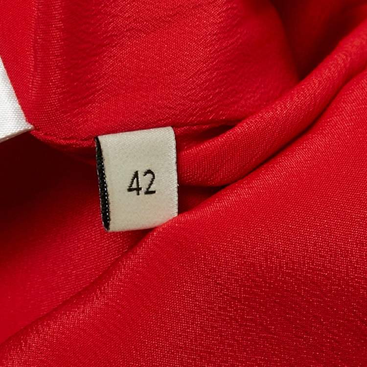 Pre Owned Gucci Red Silk and Wool Detachable Collar Ruffled Mini Dress M