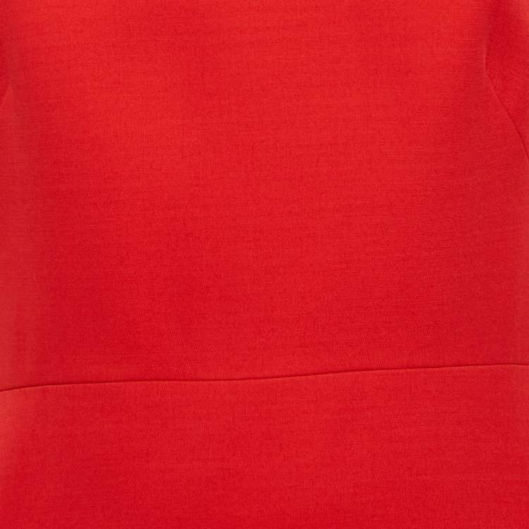 Pre Owned Gucci Red Silk and Wool Detachable Collar Ruffled Mini Dress M