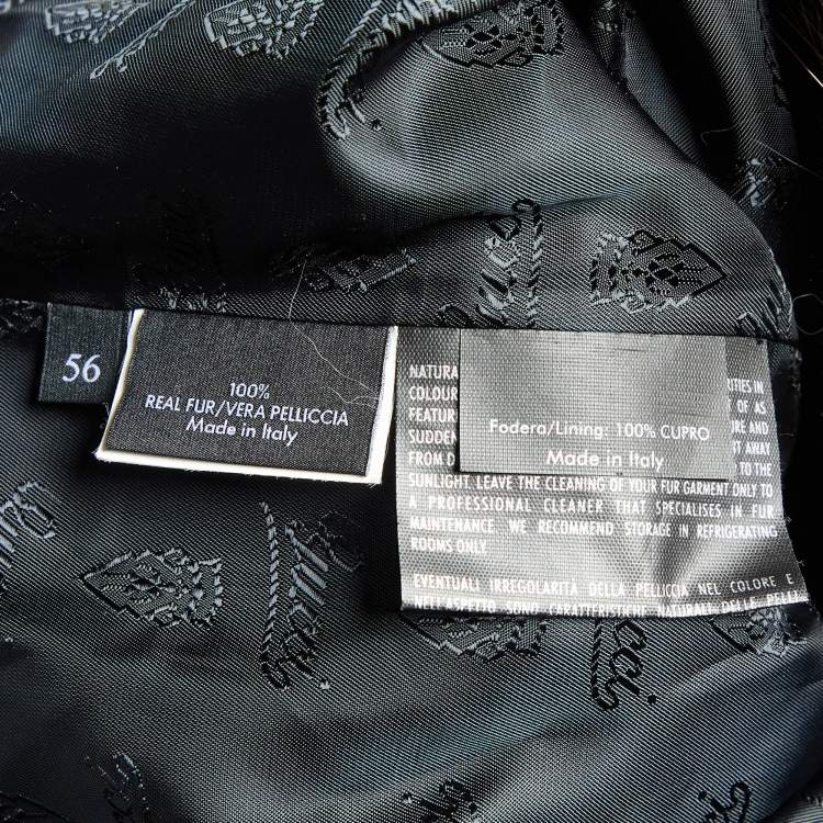 Pre Owned Gucci Brown Real Fur Hooded Coat XXXL