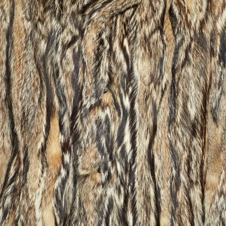 Pre Owned Gucci Brown Real Fur Hooded Coat XXXL