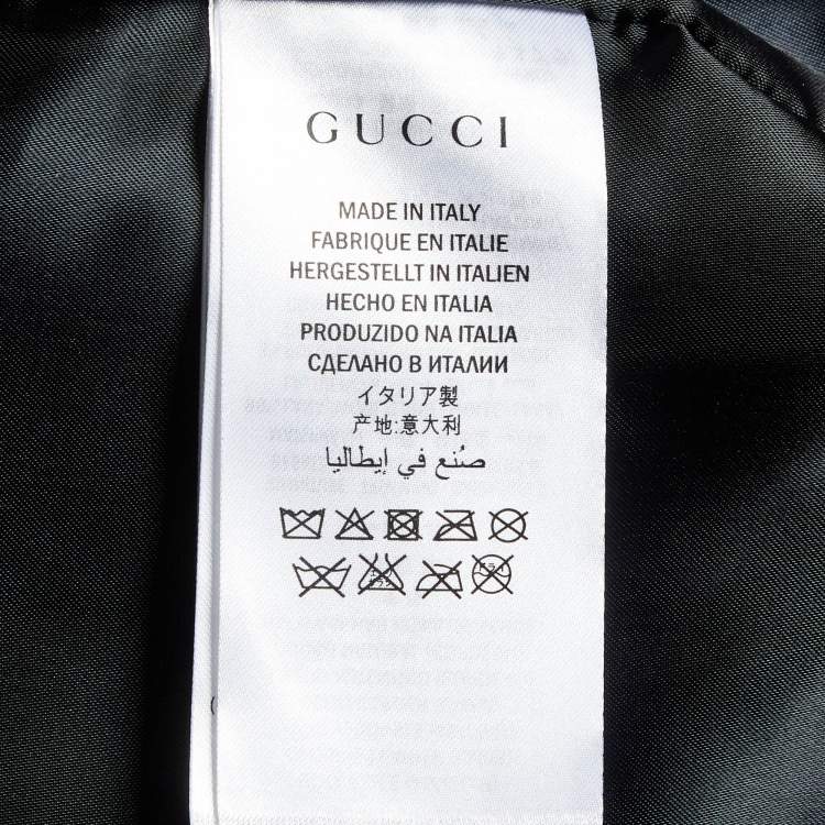 Pre Owned Gucci Silver Metallic Crinkle Leather Bomber Jacket XL