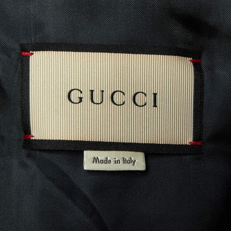 Pre Owned Gucci Silver Metallic Crinkle Leather Bomber Jacket XL