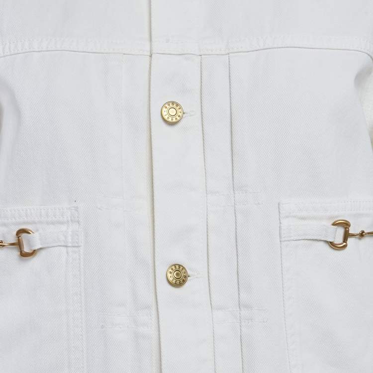 Pre Owned Gucci White Denim Jacket and Jeans Set L Waist 34"