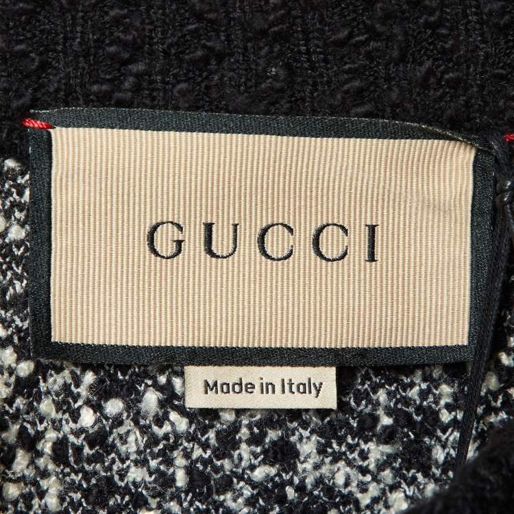 Pre Owned Gucci Black GG Jacquard Knit Button Front Cardigan L