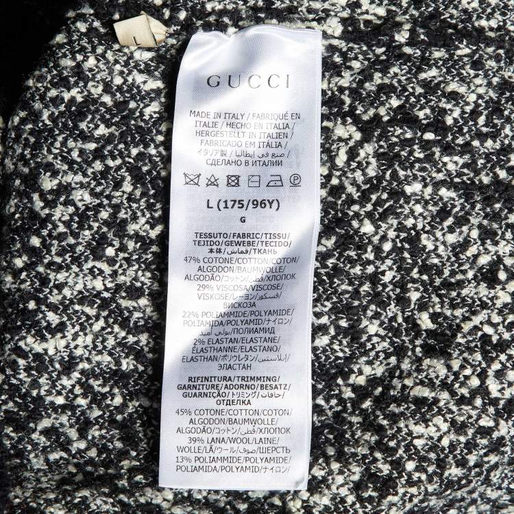 Pre Owned Gucci Black GG Jacquard Knit Button Front Cardigan L