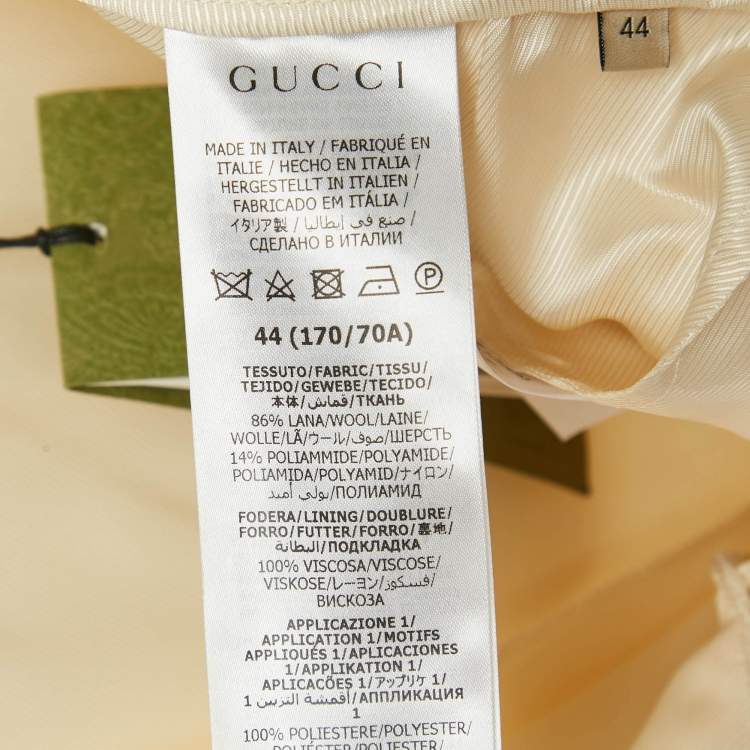 Pre Owned Gucci Cream Side Stripe Tweed Straight Leg Trousers M