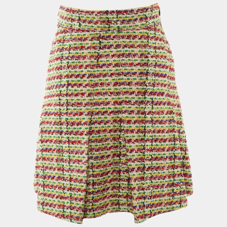 Pre Owned Gucci Multicolor Tweed Horsebit Detail Mini Skirt XS