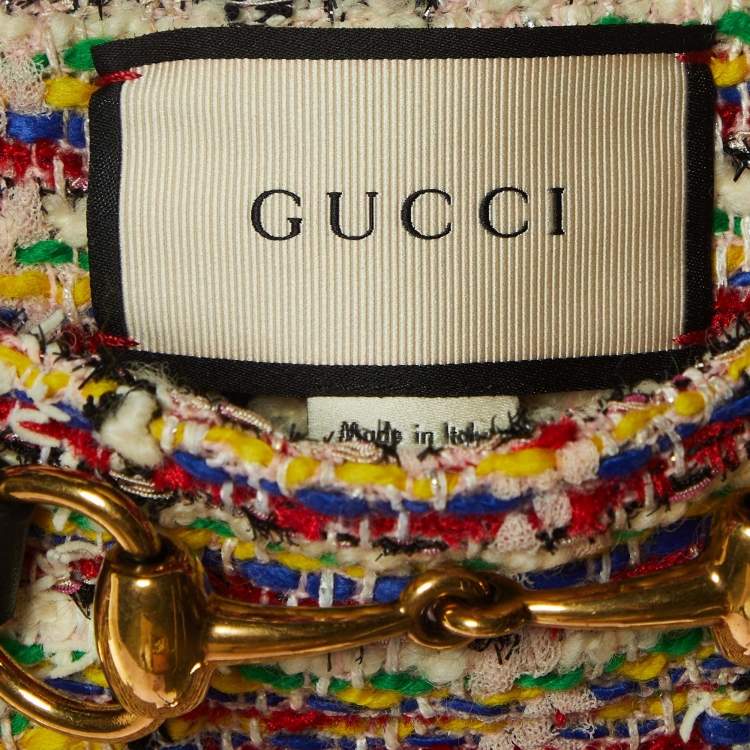 Pre Owned Gucci Multicolor Tweed Horsebit Detail Mini Skirt XS