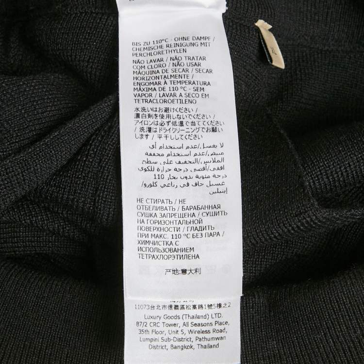 Pre Owned Gucci Black/White Wool Knit Pleated Two-Toned Midi Skirt XL