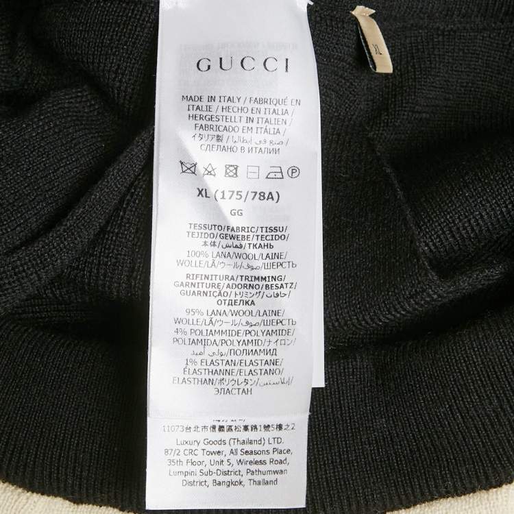 Pre Owned Gucci Black/White Wool Knit Pleated Two-Toned Midi Skirt XL